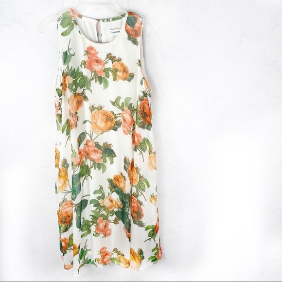 [Calvin Klein] Floral Printed Shift Dress - Picture 1 of 3